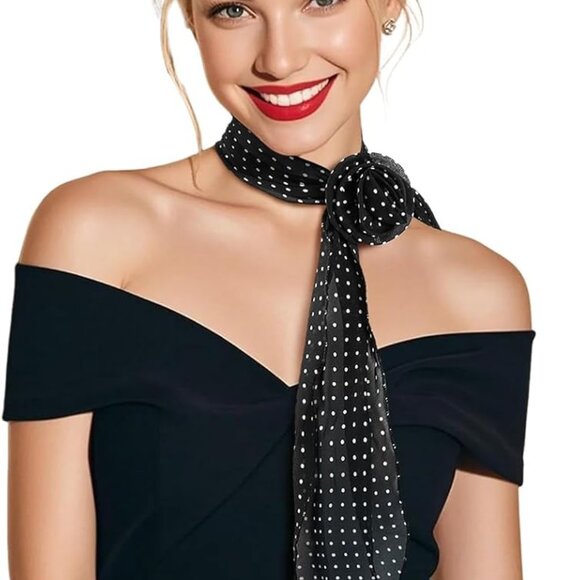Accessories - Vintage-Inspired Polka Dot Scarf & Hair Clip Duo - Perfect for Retro Parties
